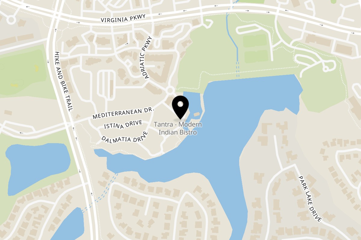 Map showing the location of Tantra - Modern Indian Bistro on 6675 Mediterranean Dr STE 3120 in McKinney